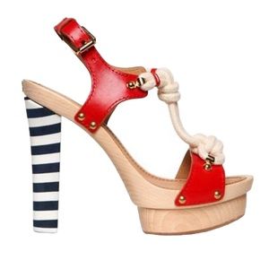 Dsquared2 Strappy YACHT KNOT Sandals Wood Platform  -EU 39/ US 9